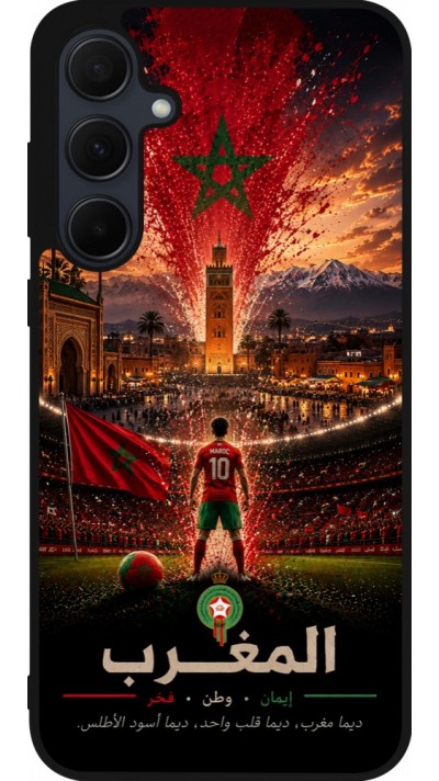 Coque Samsung Galaxy A55 5G - Silicone rigide noir Football Maroc splash 2026