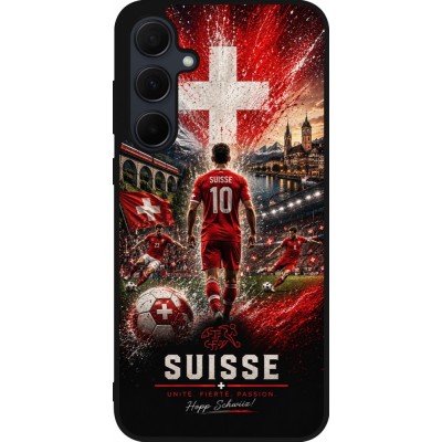 Samsung Galaxy A55 5G Case Hülle - Silikon schwarz Fussball Suisse splash 2026