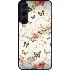 Coque Samsung Galaxy A55 5G - Silicone rigide noir Spring 25 Papillons Légers