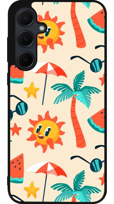Coque Samsung Galaxy A55 5G - Silicone rigide noir Summer 2025 Pattern soleil