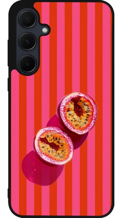 Coque Samsung Galaxy A55 5G - Silicone rigide noir Passion fruit Summer 2026