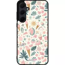 Coque Samsung Galaxy A55 5G - Silicone rigide noir Summer Pink Pattern