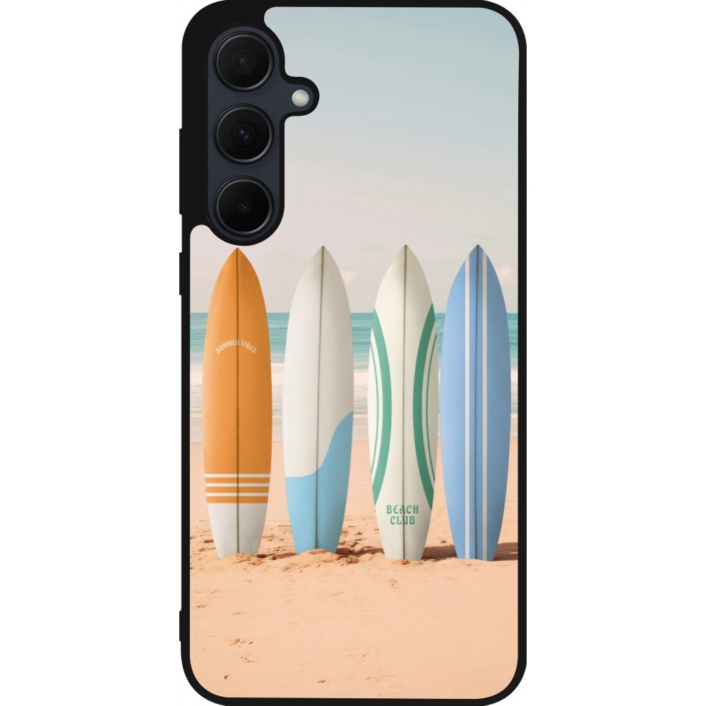 Coque Samsung Galaxy A55 5G - Silicone rigide noir Summer surfboard 2025