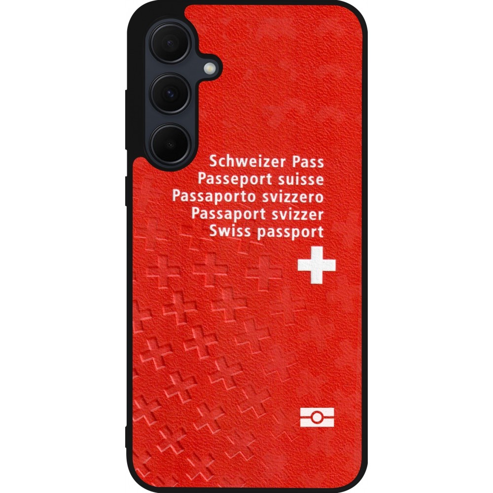 Coque Samsung Galaxy A55 5G - Silicone rigide noir Swiss Passport