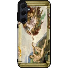 Coque Samsung Galaxy A55 5G - Silicone rigide noir Tableau art - La Création d’Adam - Michel-Ange