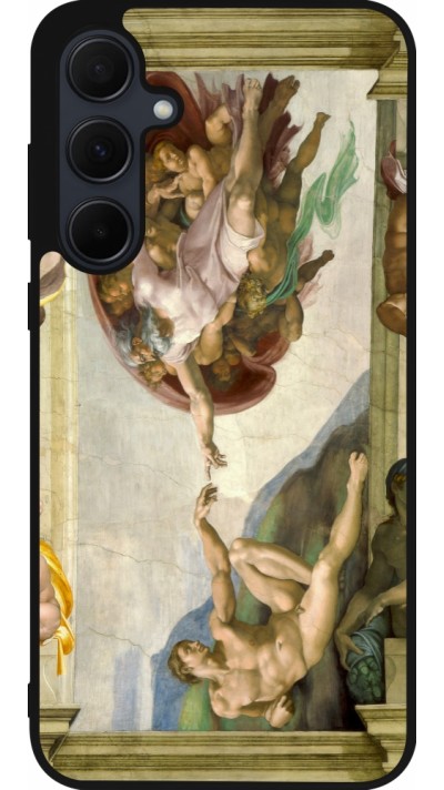Coque Samsung Galaxy A55 5G - Silicone rigide noir Tableau art - La Création d’Adam - Michel-Ange
