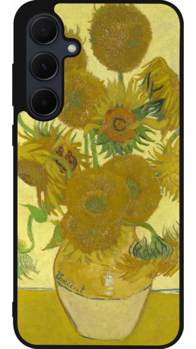 Coque Samsung Galaxy A55 5G - Silicone rigide noir Tableau art - Les Tournesols - Van Gogh