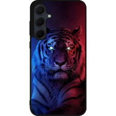 Coque Samsung Galaxy A55 5G - Silicone rigide noir Tiger Blue Red