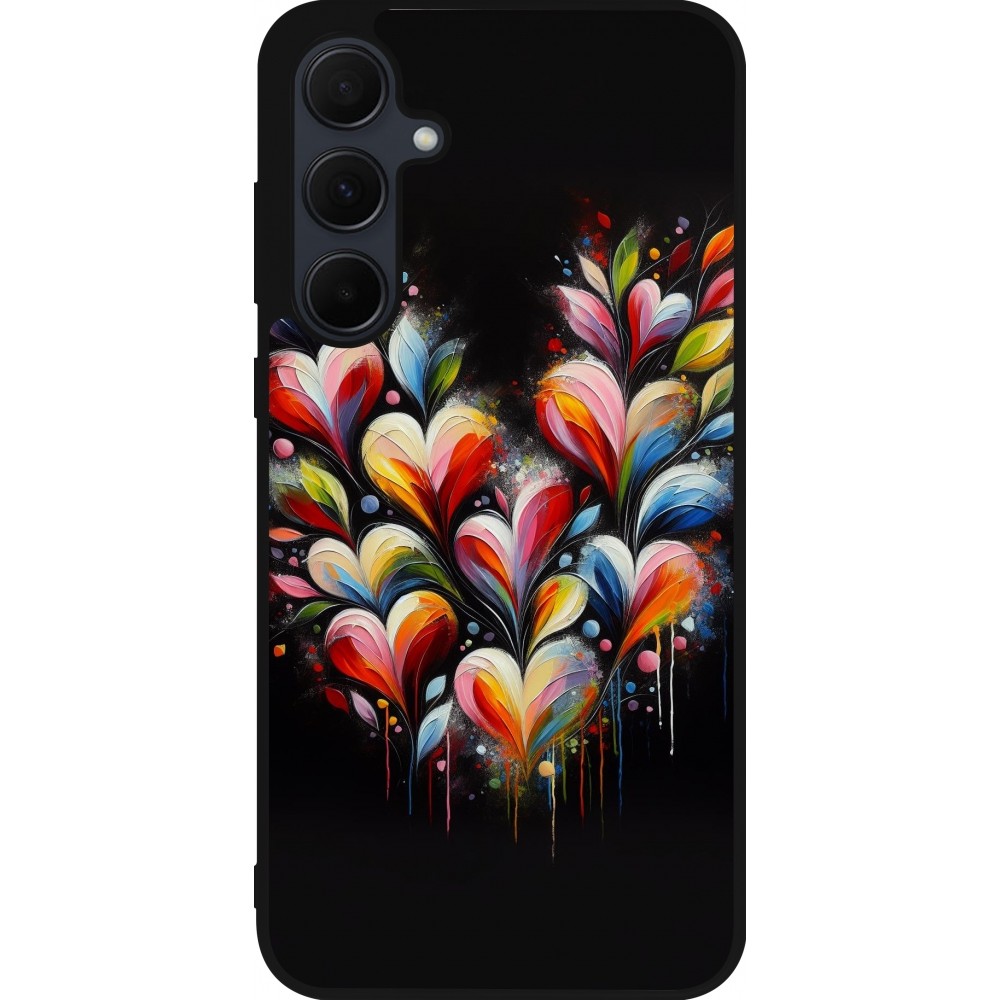 Samsung Galaxy A55 5G Case Hülle - Silikon schwarz Valentin 2024 Schwarzes Herz Abstrakt