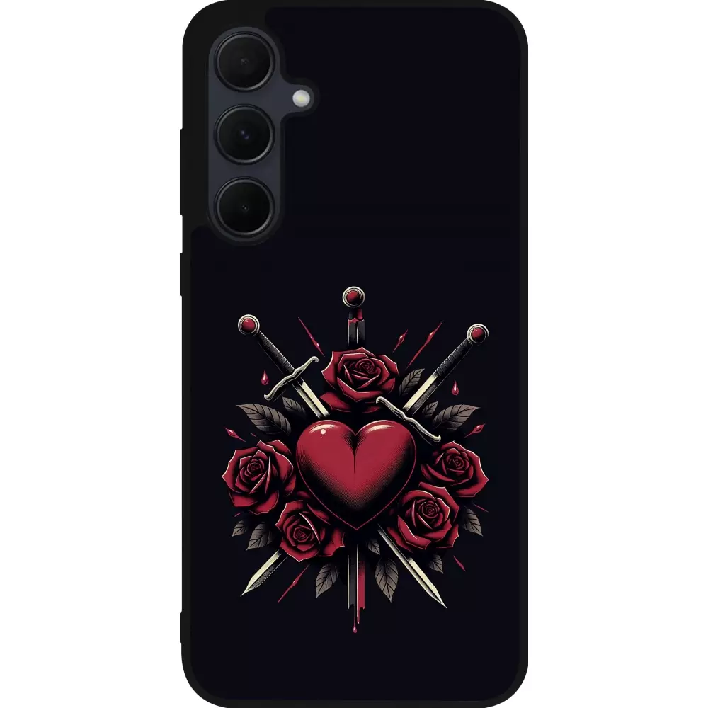 Samsung Galaxy A55 5G Case Hülle - Silikon schwarz Valentine 2024 gothic love