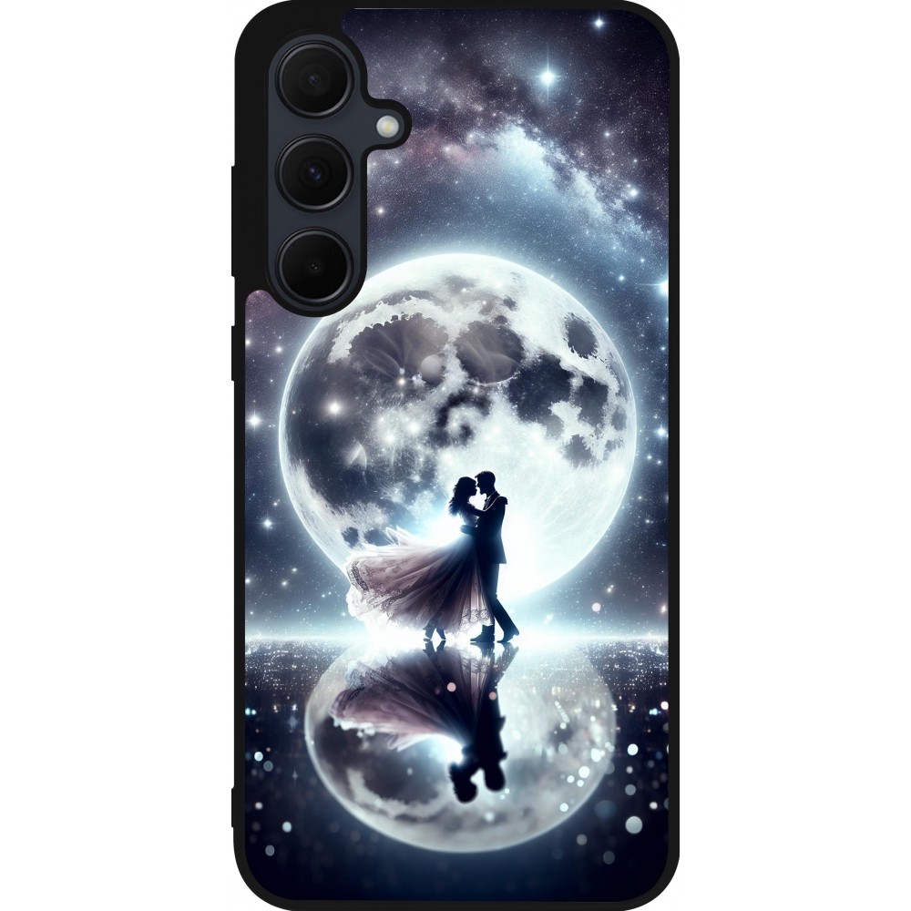 Samsung Galaxy A55 5G Case Hülle - Silikon schwarz Valentin 2024 Liebe unter dem Mond