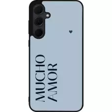 Coque Samsung Galaxy A55 5G - Silicone rigide noir Valentine 2024 mucho amor azul
