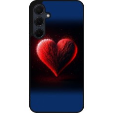 Coque Samsung Galaxy A55 5G - Silicone rigide noir Valentine 2025 coeur rouge