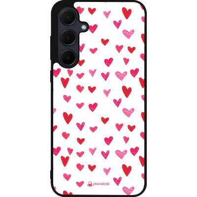Samsung Galaxy A55 5G Case Hülle - Silikon schwarz Valentine 2022 Many pink hearts