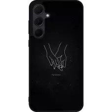 Coque Samsung Galaxy A55 5G - Silicone rigide noir Valentine 2023 hands forever