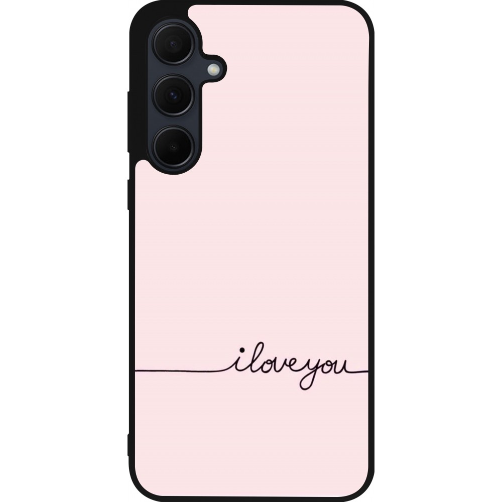 Coque Samsung Galaxy A55 5G - Silicone rigide noir Valentine 2023 i love you writing