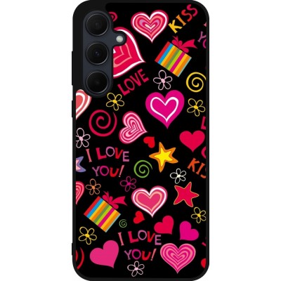 Samsung Galaxy A55 5G Case Hülle - Silikon schwarz Valentine 2023 love symbols