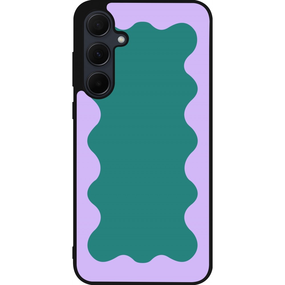 Samsung Galaxy A55 5G Case Hülle - Silikon schwarz Wavy Rectangle Green Purple