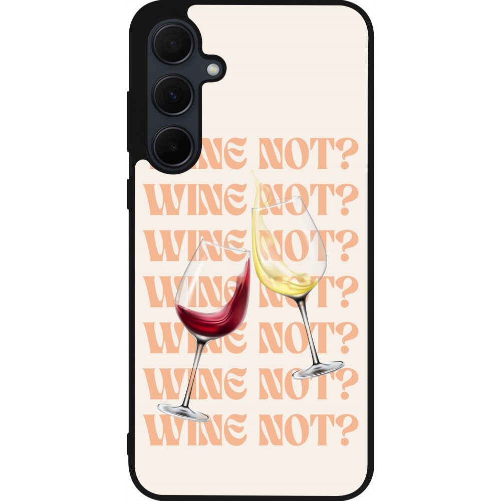 Coque Samsung Galaxy A55 5G - Silicone rigide noir Wine not