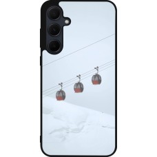 Coque Samsung Galaxy A55 5G - Silicone rigide noir Winter 22 ski lift