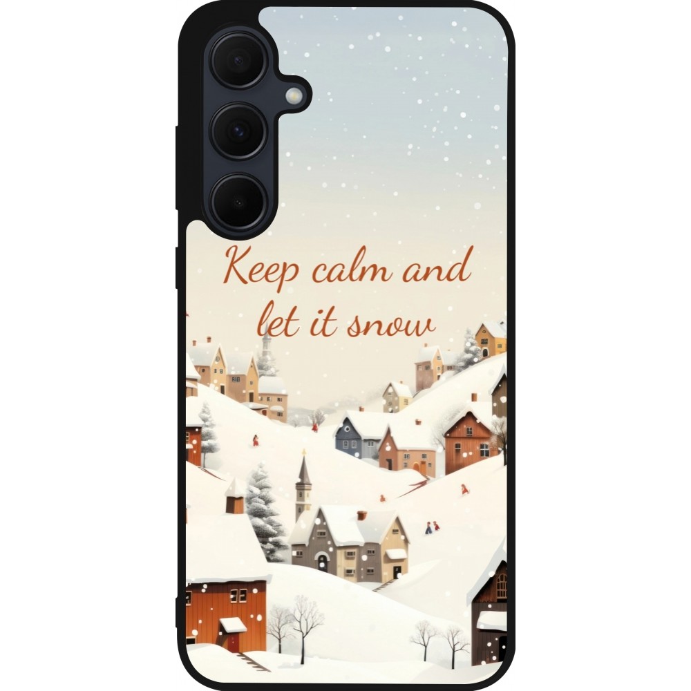 Coque Samsung Galaxy A55 5G - Silicone rigide noir Winter 25 Winter Keep calm and let it snow