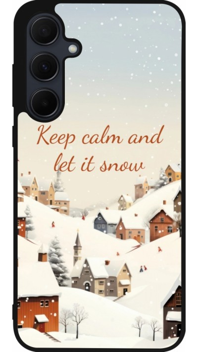 Coque Samsung Galaxy A55 5G - Silicone rigide noir Winter 25 Winter Keep calm and let it snow