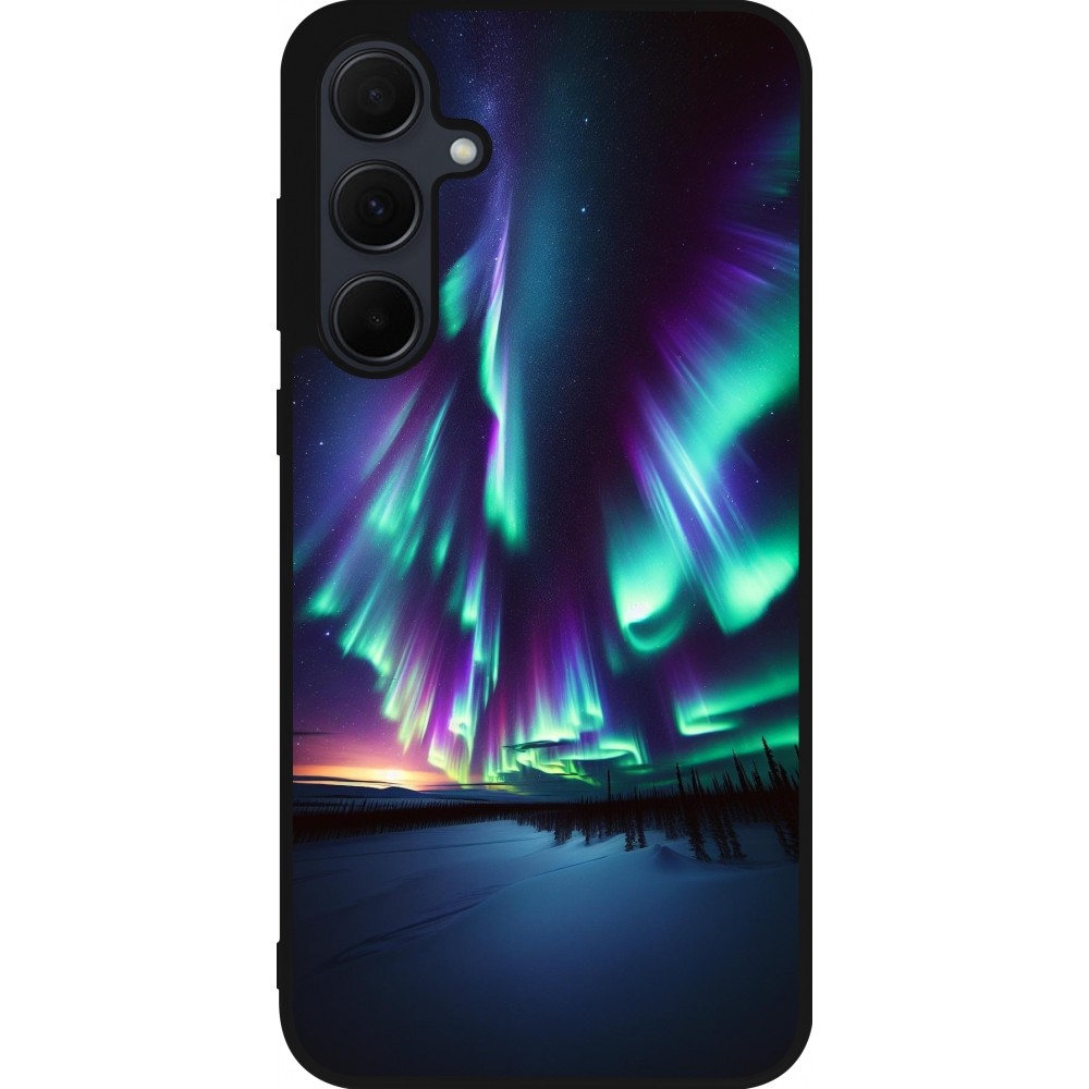 Samsung Galaxy A56 Case Hülle - Silikon schwarz Funkelndes Nordlicht