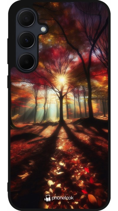 Samsung Galaxy A56 Case Hülle - Silikon schwarz Herbstlicher goldener Glanz