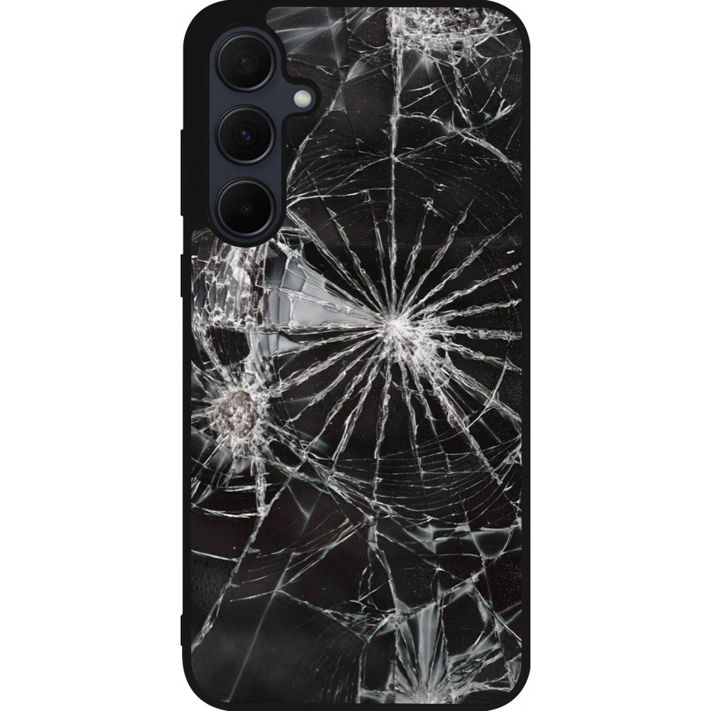 Coque Samsung Galaxy A56 - Silicone rigide noir Broken Screen