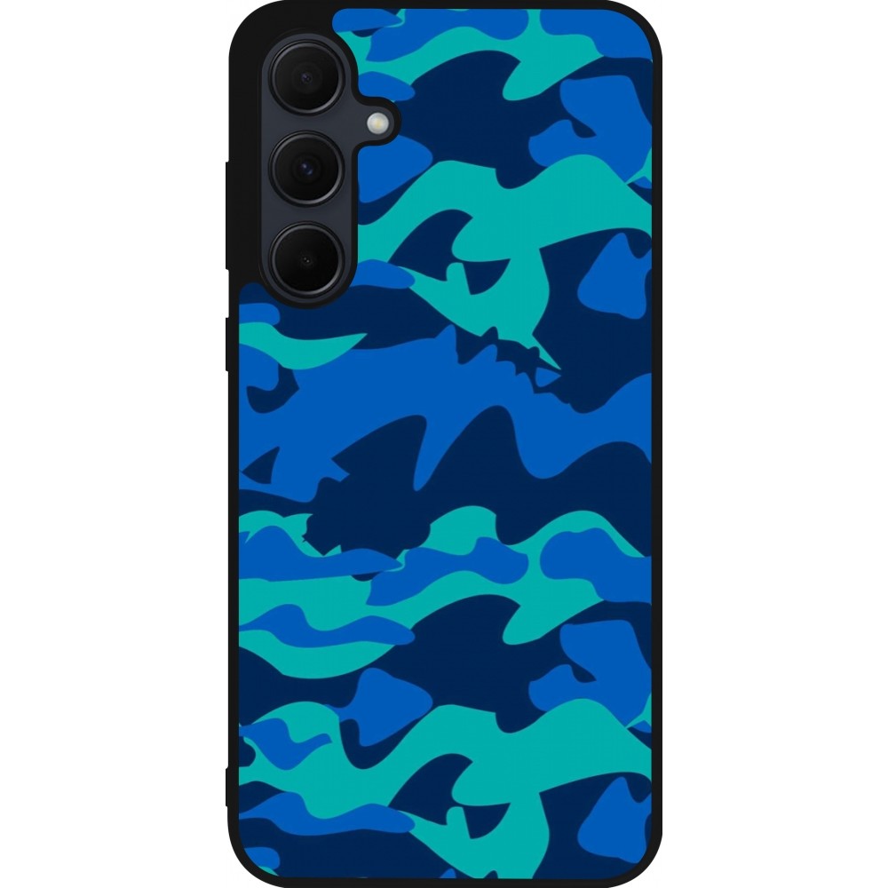 Coque Samsung Galaxy A56 - Silicone rigide noir Camo Blue