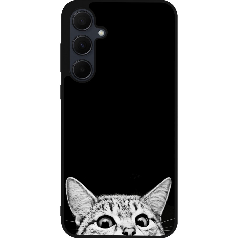 Coque Samsung Galaxy A56 - Silicone rigide noir Cat Looking Up Black