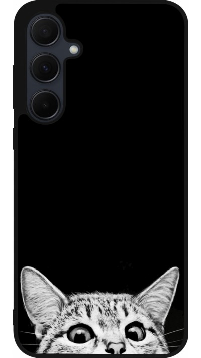 Samsung Galaxy A56 Case Hülle - Silikon schwarz Cat Looking Up Black