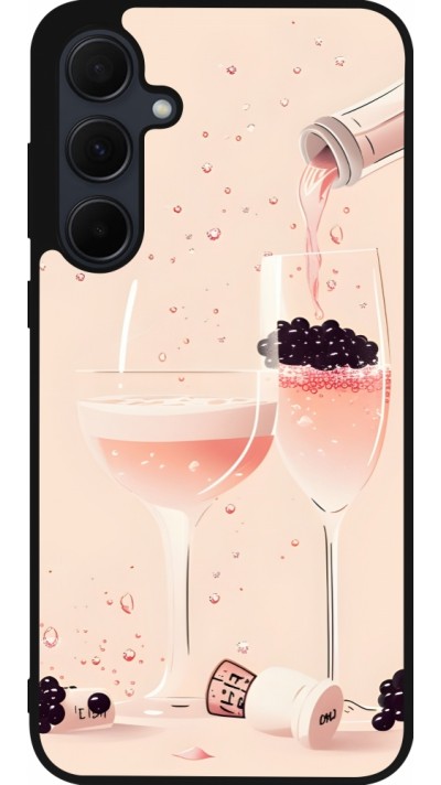 Samsung Galaxy A56 Case Hülle - Silikon schwarz Champagne Pouring Pink