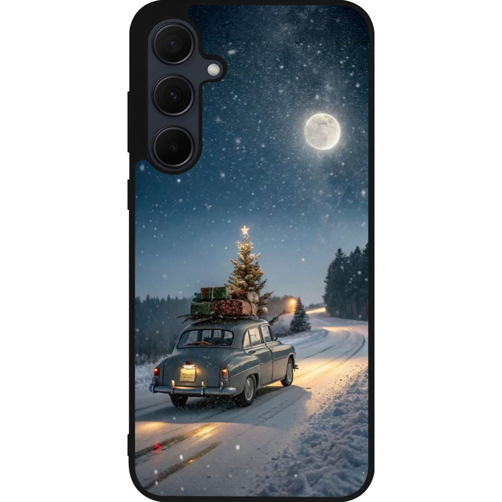 Coque Samsung Galaxy A56 - Silicone rigide noir Christmas 25 Car with Tree Xmas