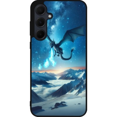 Coque Samsung Galaxy A56 - Silicone rigide noir Dragon nocturne montagne