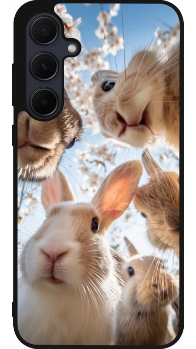 Samsung Galaxy A56 Case Hülle - Silikon schwarz Easter 2026 Rabbits