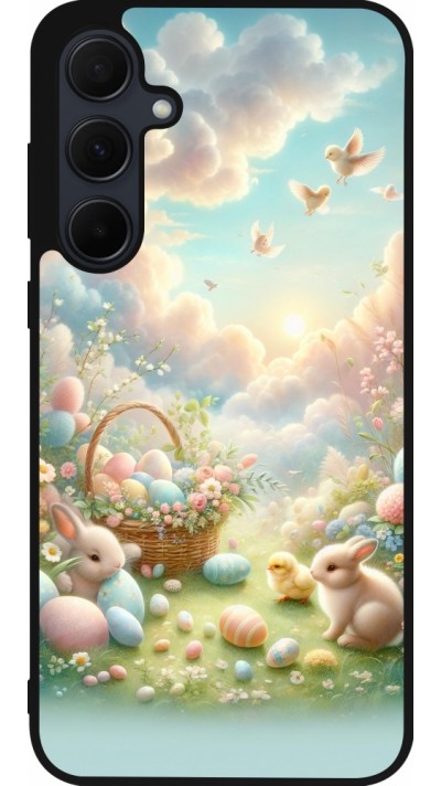 Coque Samsung Galaxy A56 - Silicone rigide noir Easter 2025 Pastel Pâques