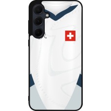 Coque Samsung Galaxy A56 - Silicone rigide noir Maillot de football Suisse Extérieur personnalisable