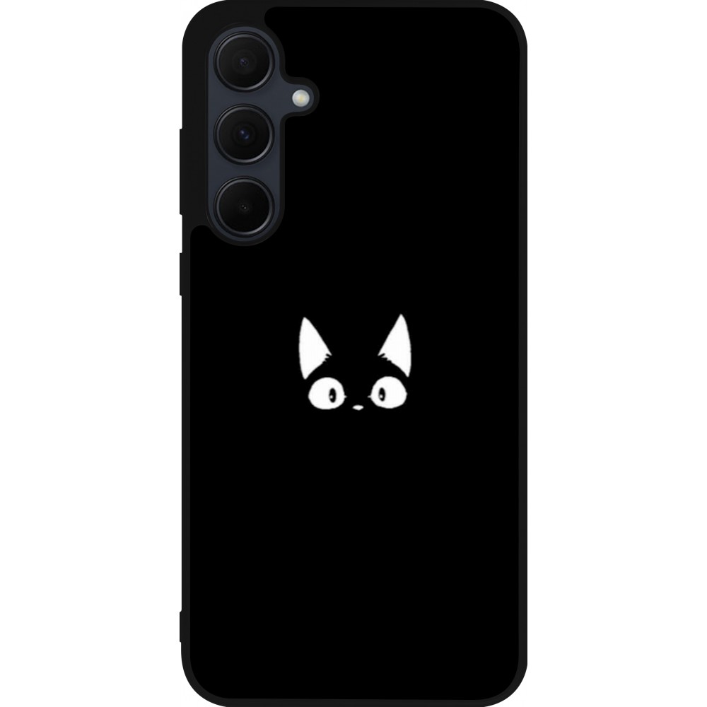 Coque Samsung Galaxy A56 - Silicone rigide noir Funny cat on black