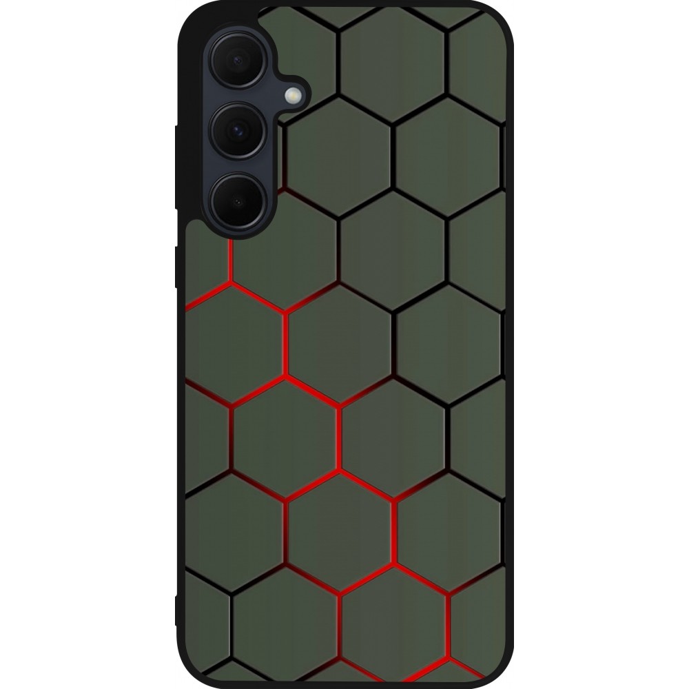 Coque Samsung Galaxy A56 - Silicone rigide noir Geometric Line red