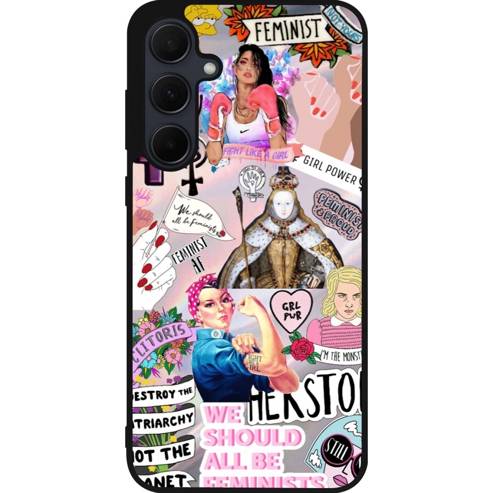 Samsung Galaxy A56 Case Hülle - Silikon schwarz Girl Power Collage