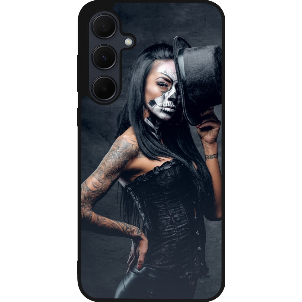 Coque Samsung Galaxy A56 - Silicone rigide noir Halloween 22 Tattooed Girl