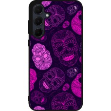 Coque Samsung Galaxy A56 - Silicone rigide noir Halloween 2023 pink skulls
