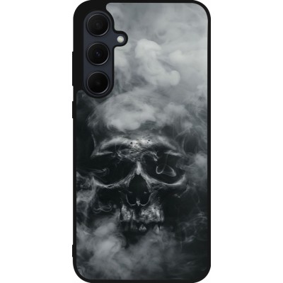 Coque Samsung Galaxy A56 - Silicone rigide noir Halloween 2024 smoky skull