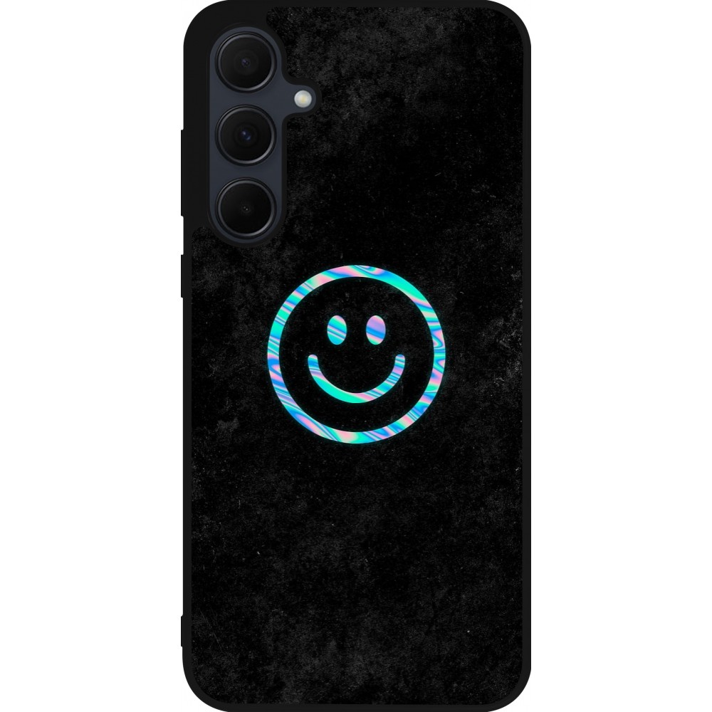 Samsung Galaxy A56 Case Hülle - Silikon schwarz Happy smiley irisirt