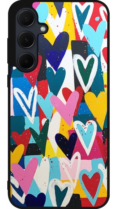 Coque Samsung Galaxy A56 - Silicone rigide noir Joyful Hearts