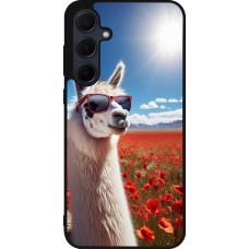Coque Samsung Galaxy A56 - Silicone rigide noir Lama Chic en Coquelicot