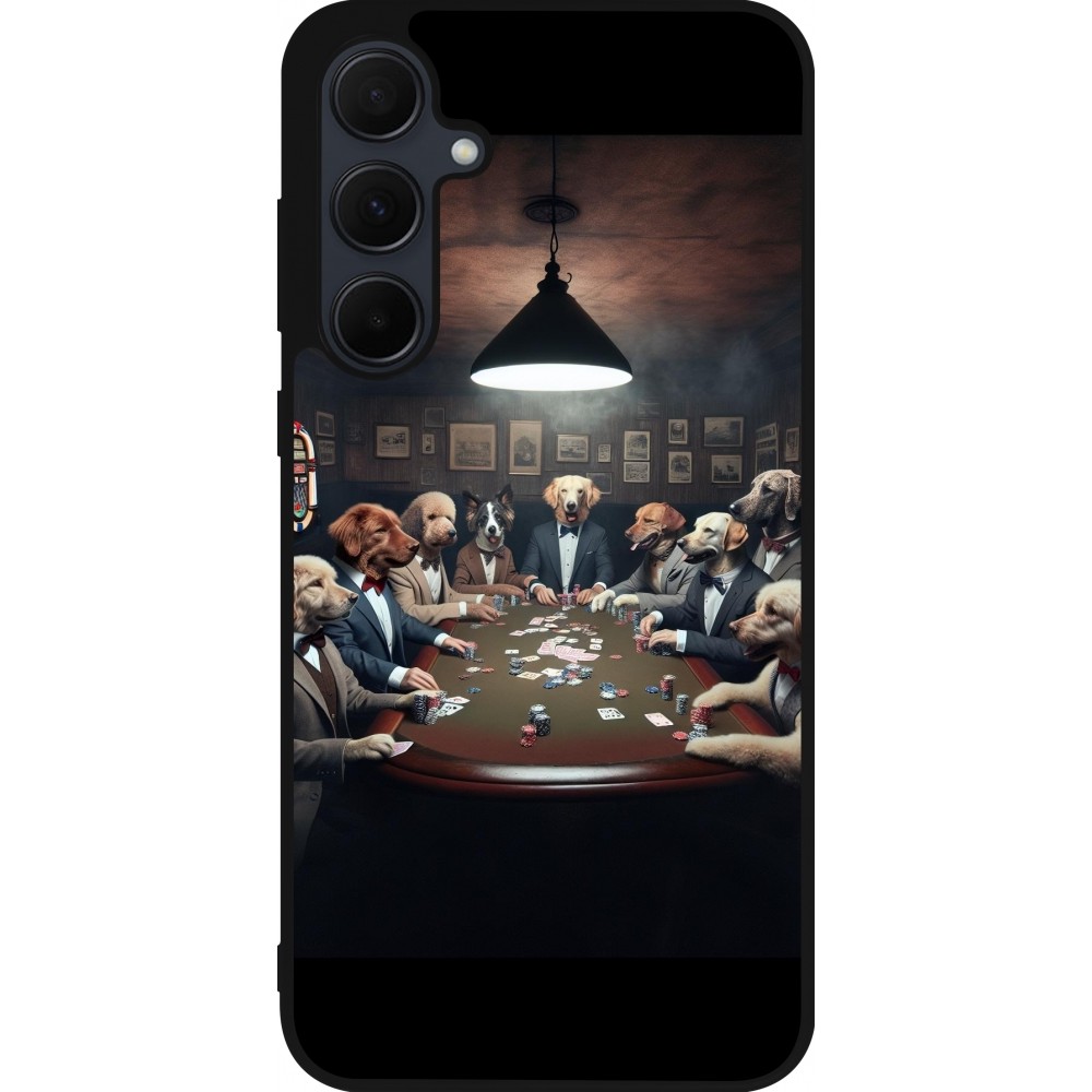 Coque Samsung Galaxy A56 - Silicone rigide noir Les pokerdogs