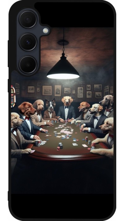 Coque Samsung Galaxy A56 - Silicone rigide noir Les pokerdogs