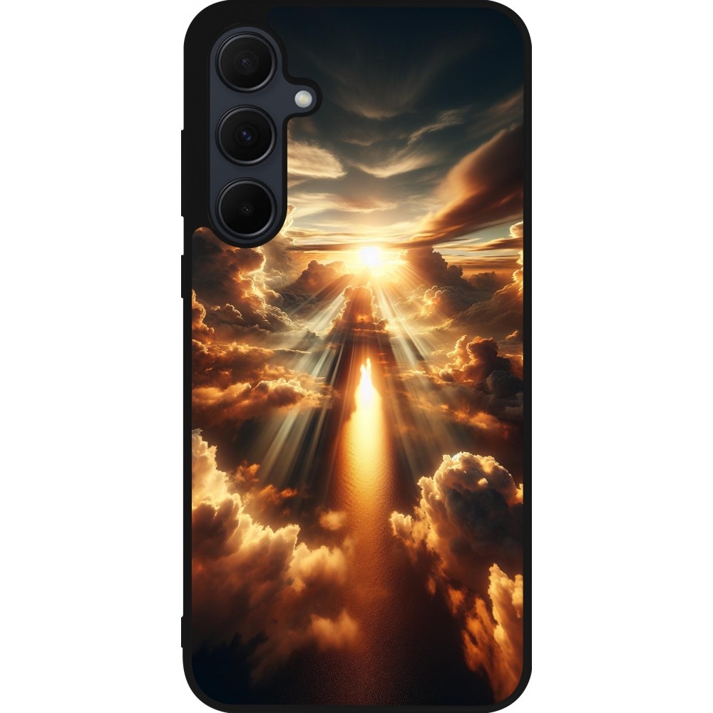 Coque Samsung Galaxy A56 - Silicone rigide noir Lueur Céleste Zenith